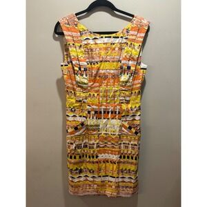 Plenty by Tracy‎ Reese Abstract Print Sleeveless Dress Yellow Cocktail Sz 8